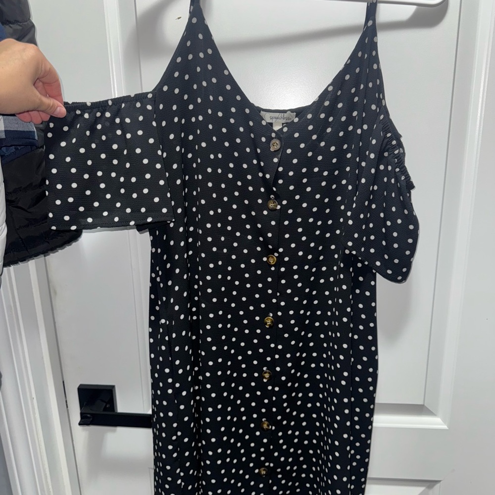 Black Polka Dot Button-Down Dress